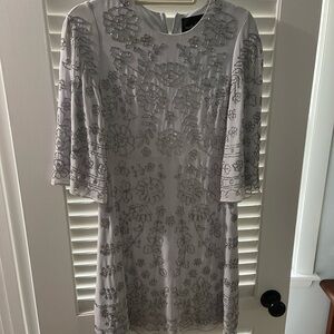 Needle & Thread Silver Floral Embellished Dress